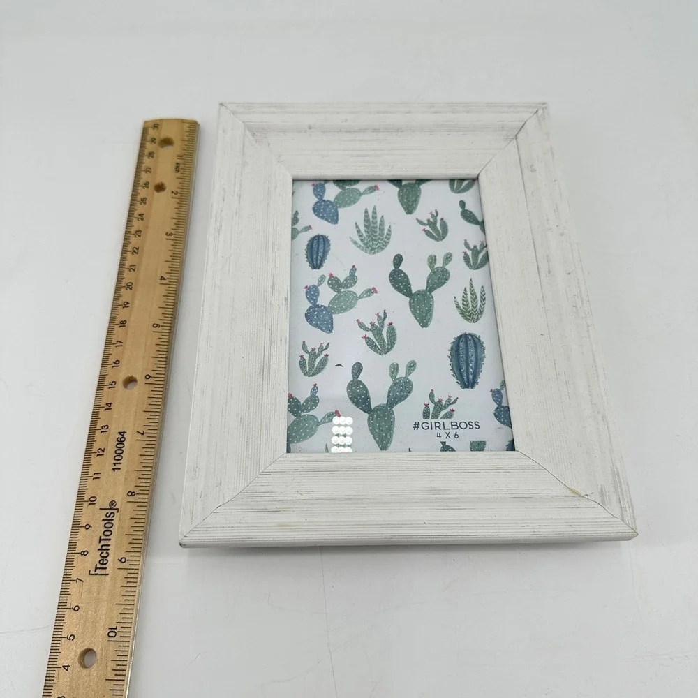 Girl Boss White Distressed‎ Wood Picture Frame 4x6 Farmhouse Rustic Decor
